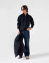 STRIPED FAUX LEATHER ZIPPER JACKET